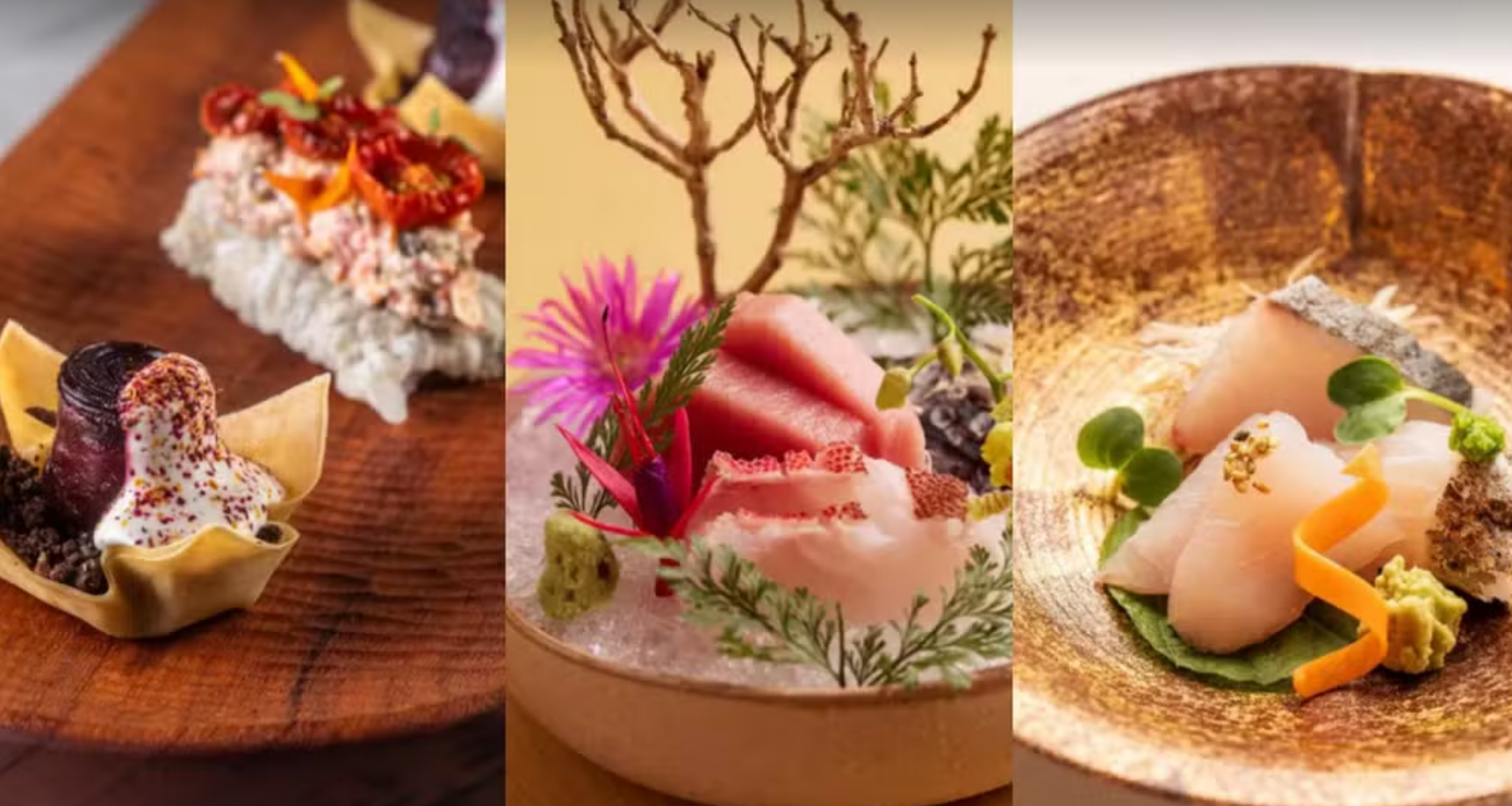 Pratos dos restaurantes Oseille, Ryo Gastronomia e KANOE — Foto: Divulgação/Guia Michelin