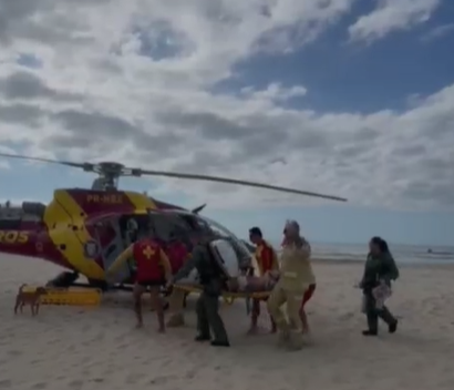 Afogamento em Matinhos mobiliza resgate aéreo na Praia Brava